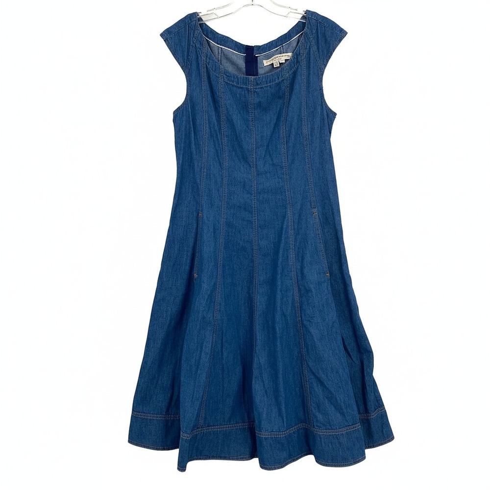 Pilcro and the Letterpress Blue Denim Panel Midi Dress | Womens 12
